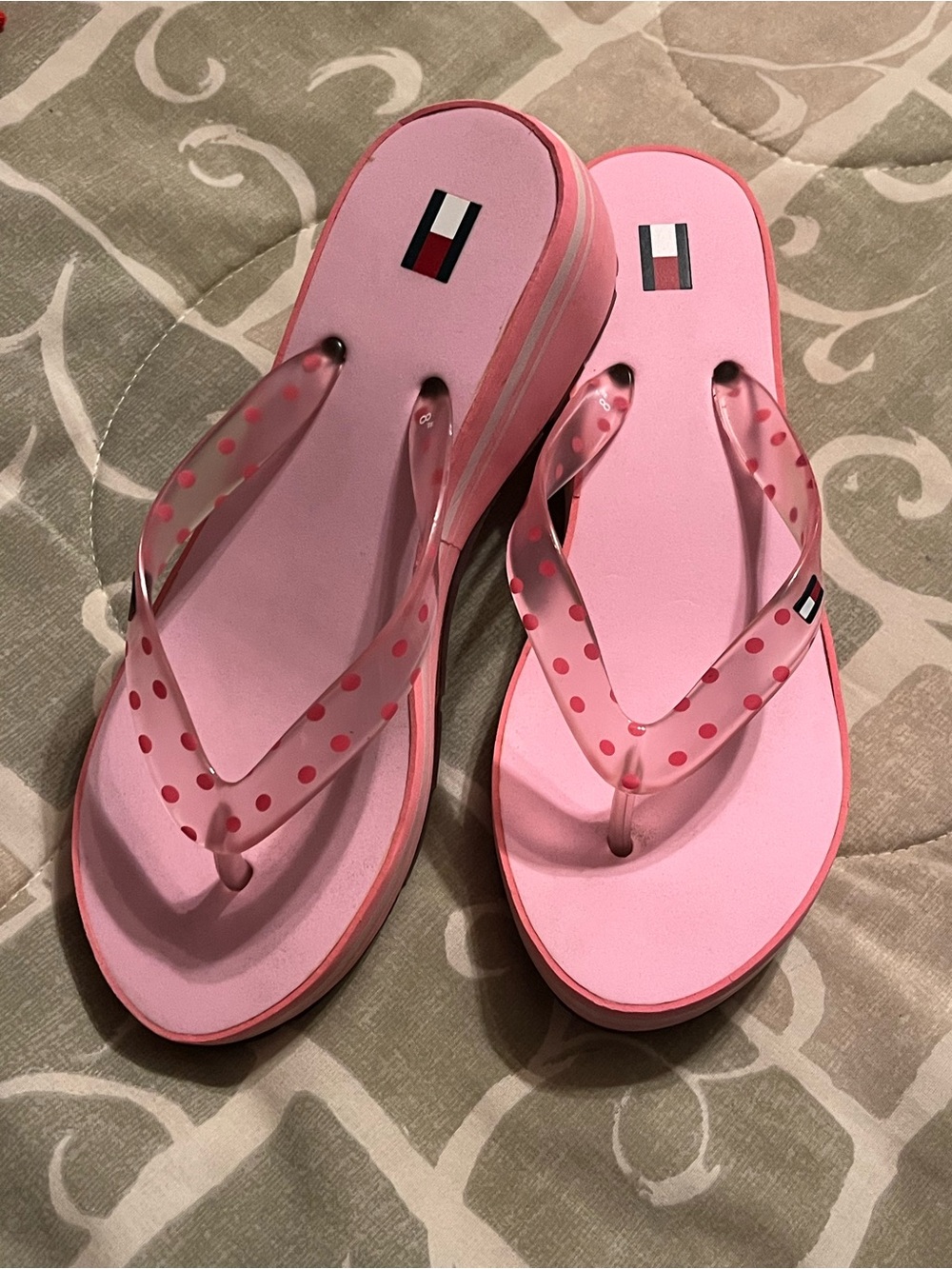 Tommy Hilfiger Pink Polka Dot Platform Sandals